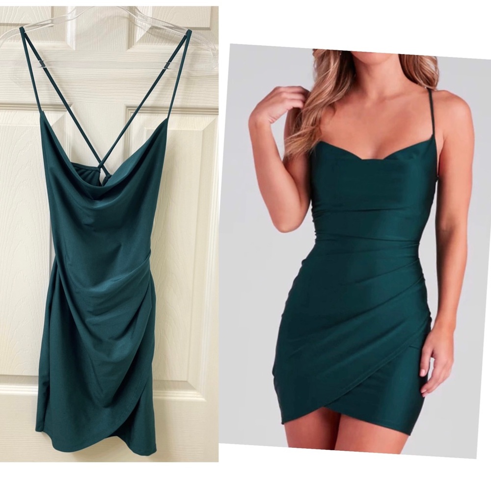 Windsor All The Right Moves Cowl Neck green Dress XS NWOT